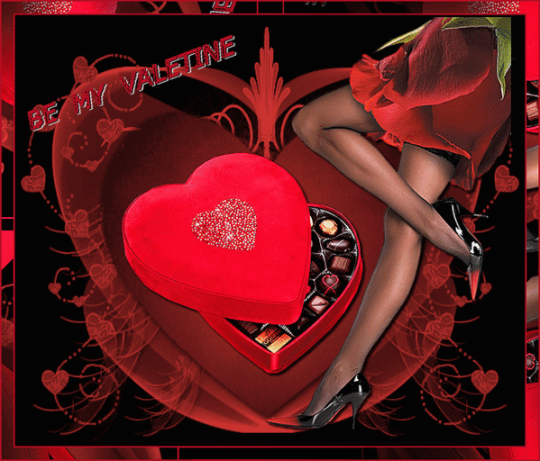Валентинка из конфет - с Днем Святого Валентина, gif, открытки