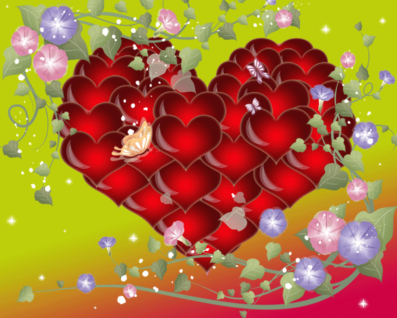 Сердечко из сердечек - с Днем Святого Валентина, gif, открытки