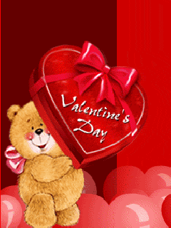 Валентинка мишка с сердечком - с Днем Святого Валентина, gif, открытки
