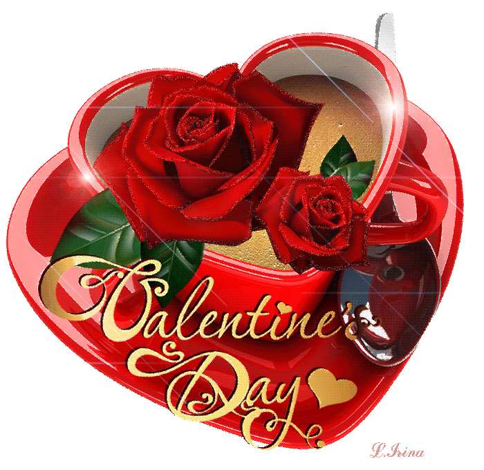 Валентинка в виде сердечка - с Днем Святого Валентина, gif, открытки