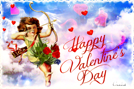 Купидон со стрелой - с Днем Святого Валентина, gif, открытки