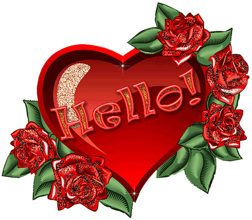 Блестящее сердце с розами - с Днем Святого Валентина, gif, открытки