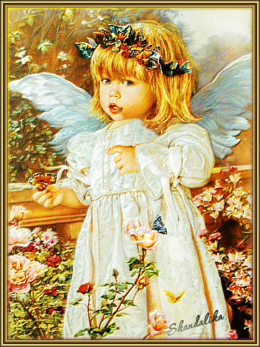 Ангел - с именинами, gif, открытки