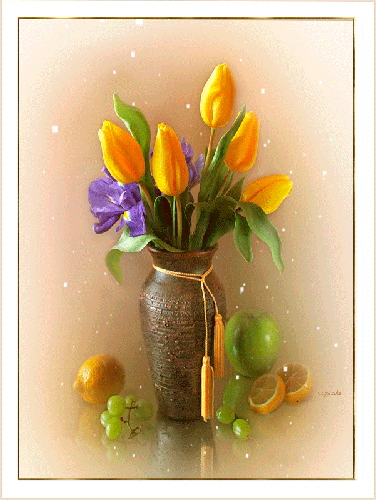 Натюрморт с тюльпанами в вазе - цветы, gif, открытки