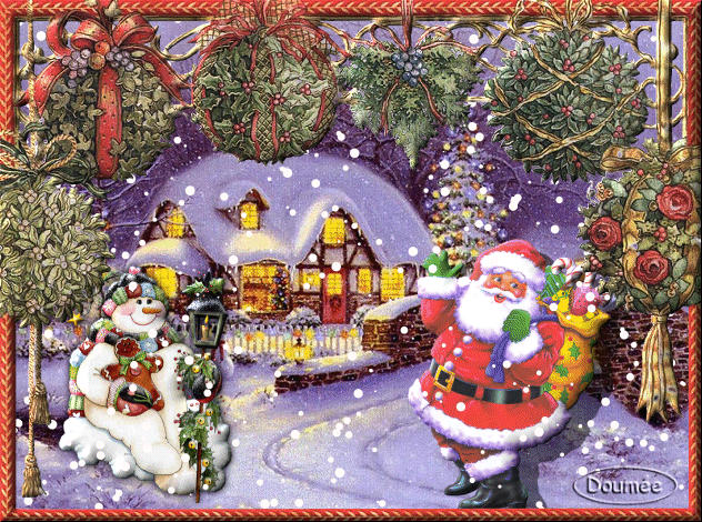 Дед Мороз и снеговики - с Новым Годом 2023, gif, открытки