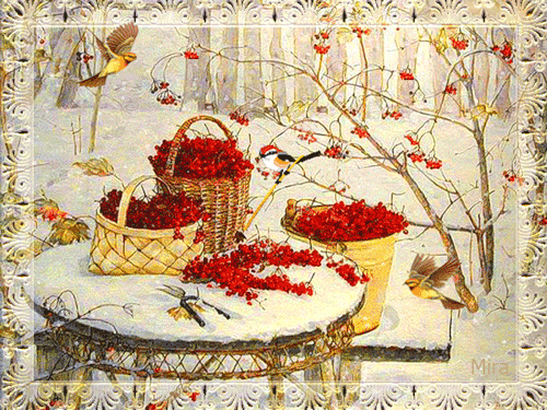 Красная рябина - зима