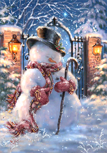 Картинка снеговик - зима