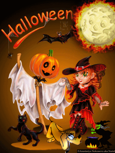 Анимашки Хеллоуин - Хэллоуин, gif, открытки