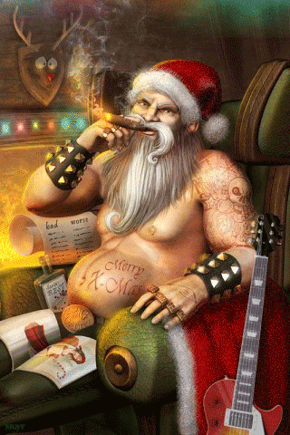 Прикольная картинка Санта Клаус - с Рождеством Христовым