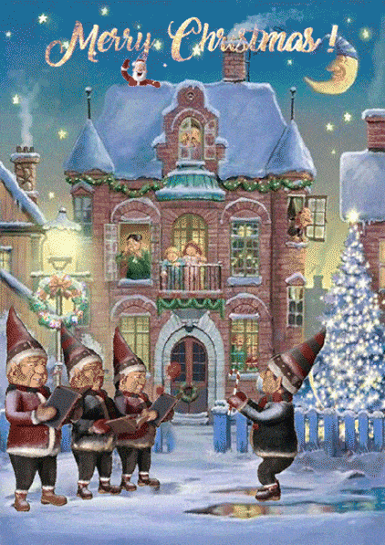 Рождественский хор - с Рождеством Христовым, gif, открытки
