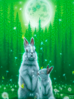 Анимация Зайчиха с зайчонком - анимашки и блестяшки, gif, открытки